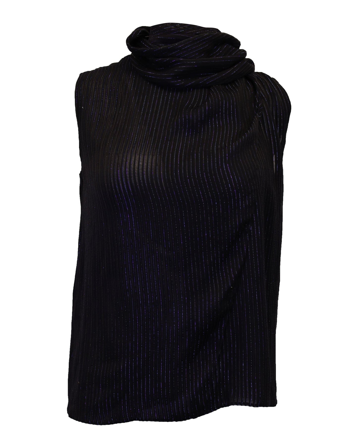 Luxury Gucci Trending 2025 Metallic Stripe Sleeveless Top in Black Silk