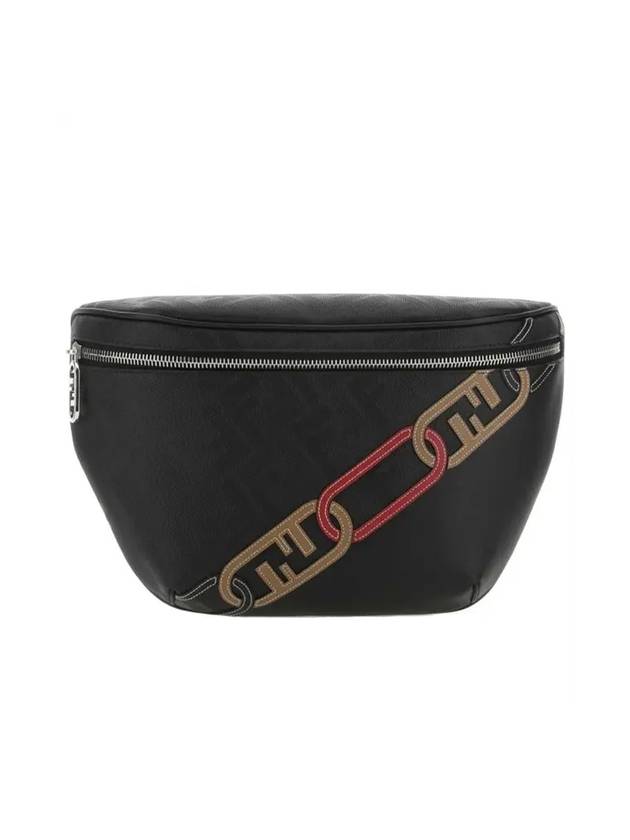 Luxury Fendi Logo Leather Belt Bag Black