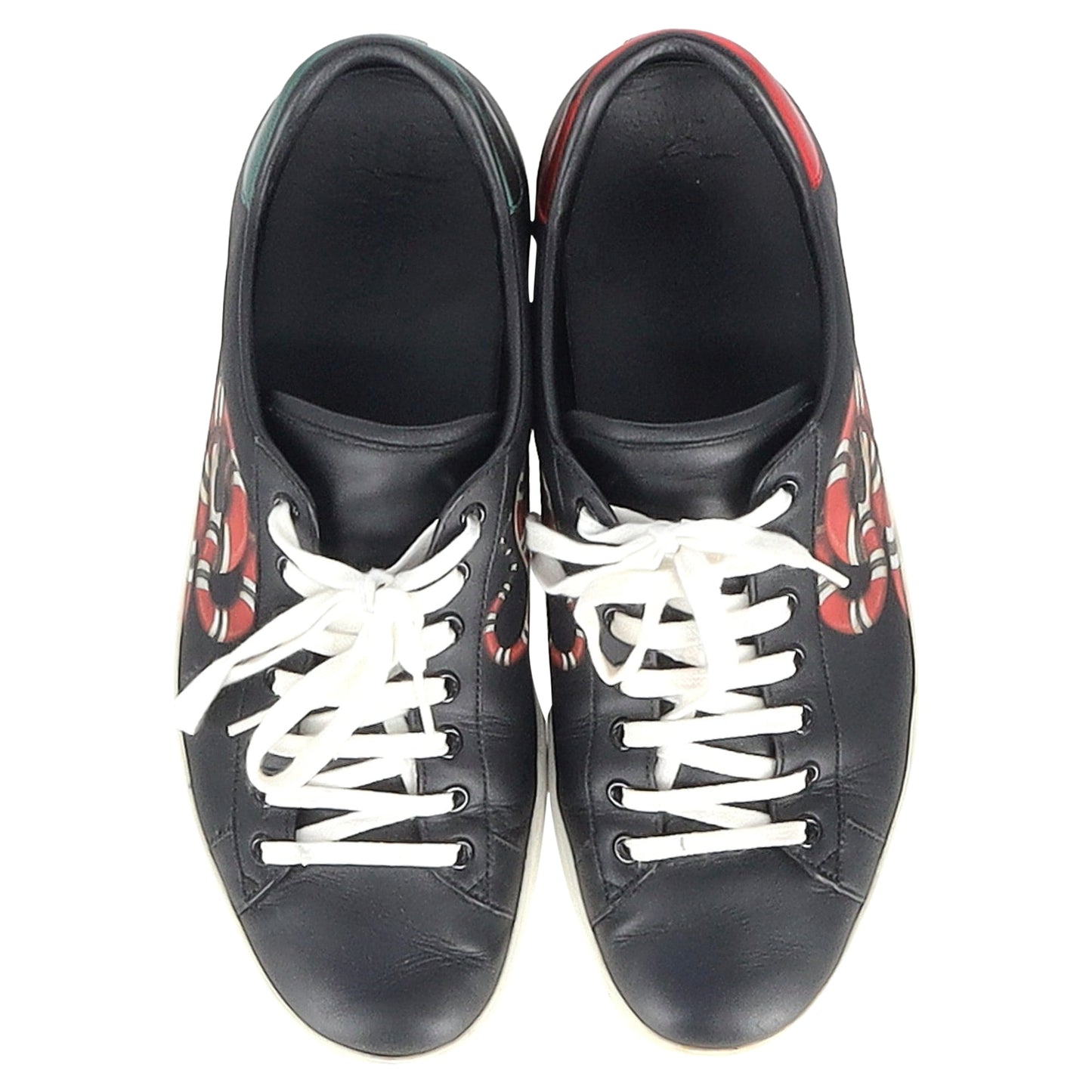 Luxury Gucci Trending 2025 Kingsnake Ace Sneakers in Black Calfskin Leather