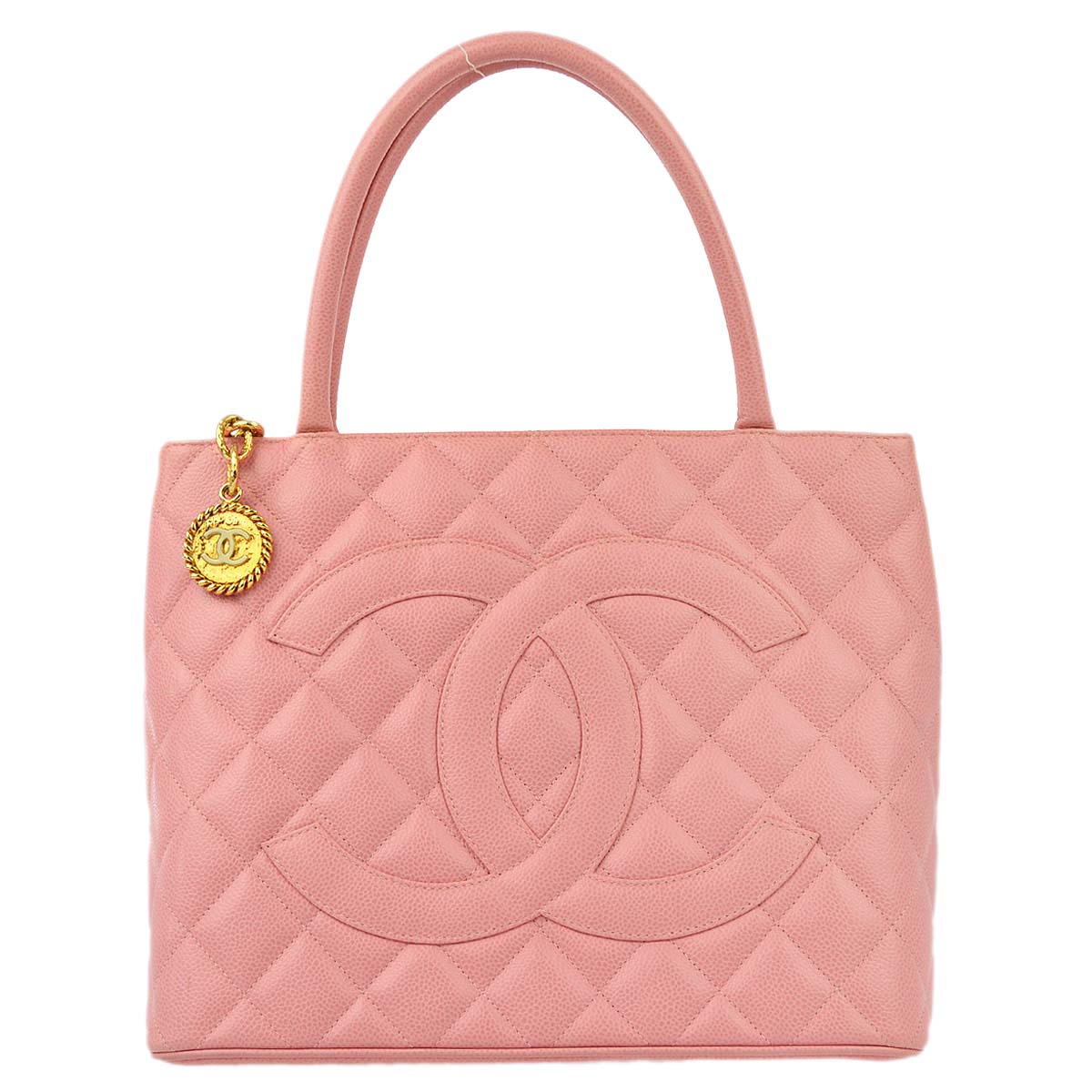 Luxury Chanel Pink Caviar Medallion Tote Handbag