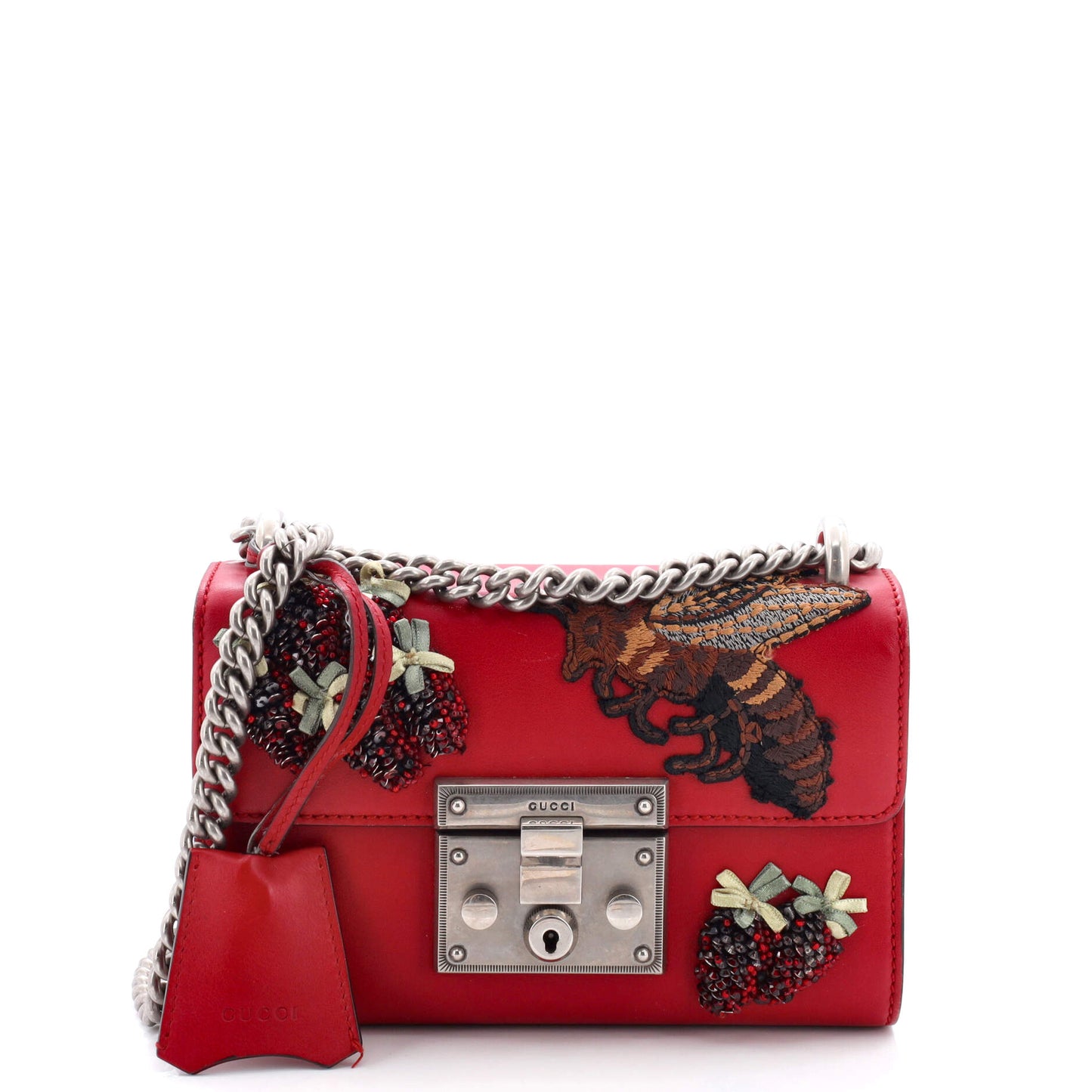 Luxury Gucci Trending 2025 Padlock Shoulder Bag Embellished Leather Small