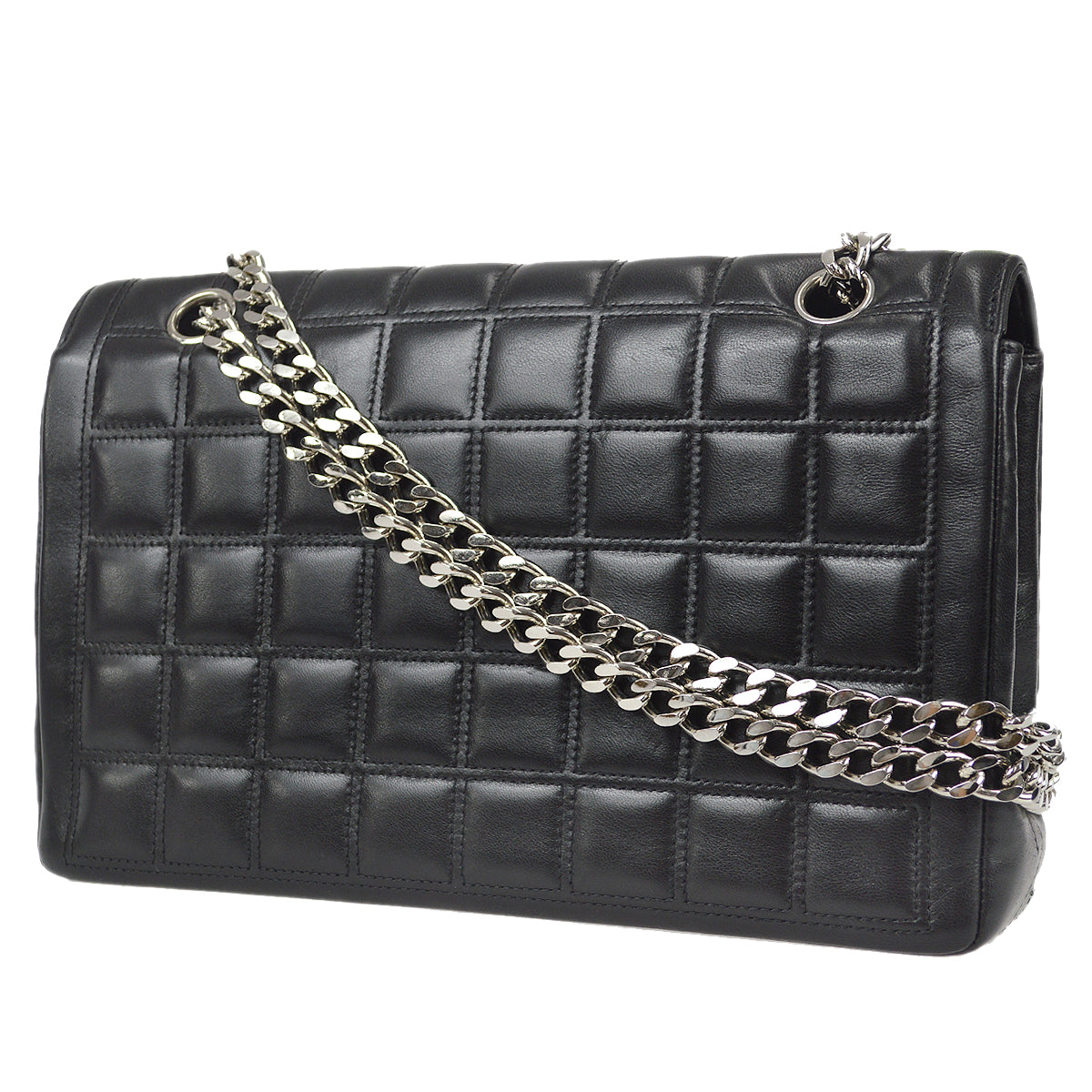 Luxury Chanel 2000-2001 Black Lambskin Medium Mademoiselle Lock Straight Flap