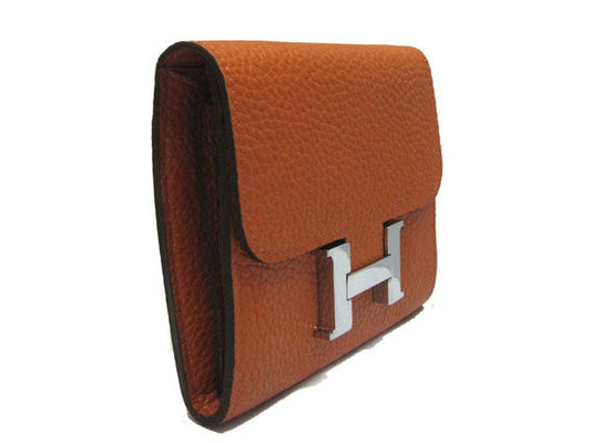 Luxury Hermes Wallet H2006 Ladies Cow Leather Orange