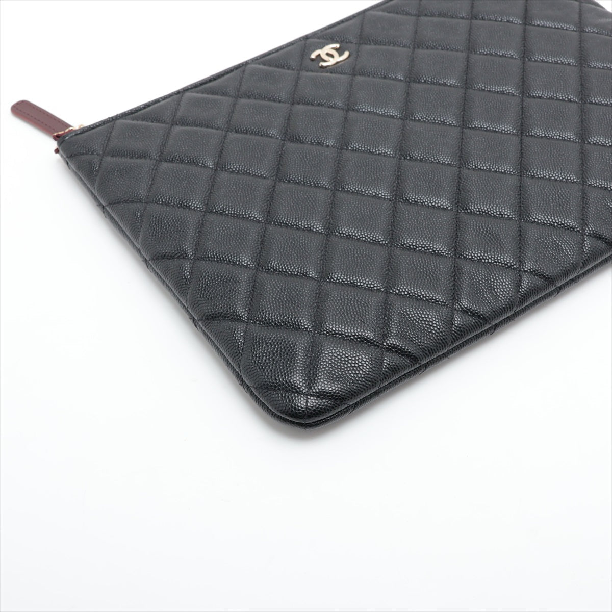 Chanel Matrasse Caviar S Clutch Bag Black G  31st
