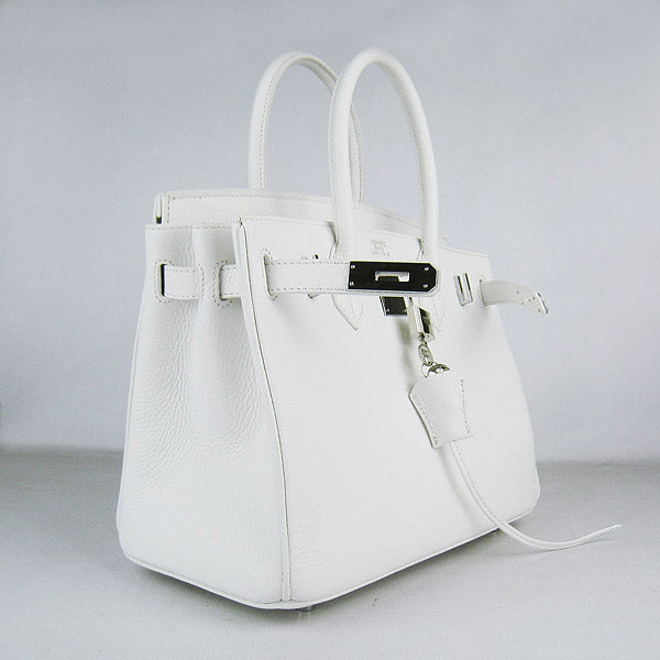 Luxury Hermes Birkin 30cm Togo Leather Handbags White Silver