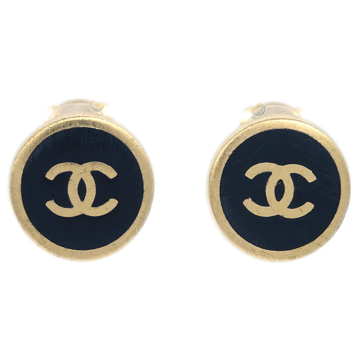 Luxury Chanel Black Button Earrings Clip-On 00A