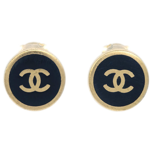 Luxury Chanel Black Button Earrings Clip-On 00A