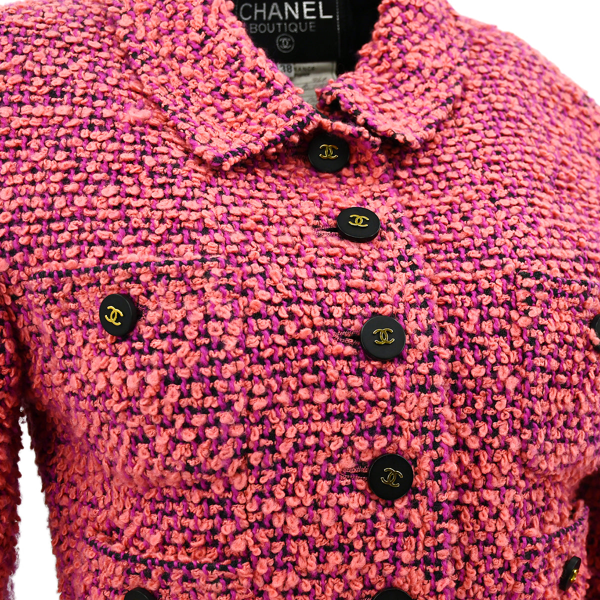 Chanel Fall 1994 CC-buttons bouclé skirt suit #38