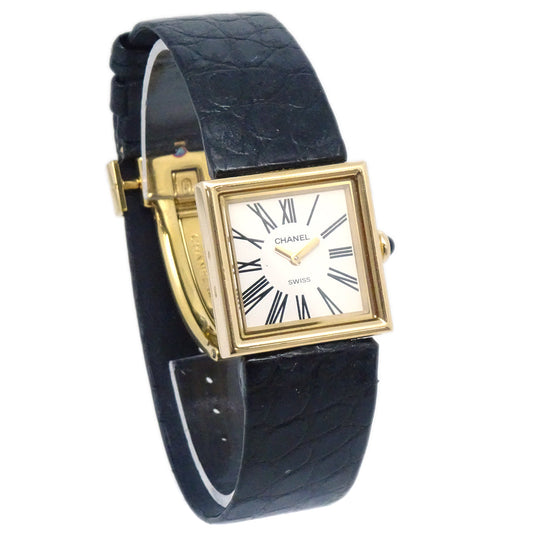 Luxury Chanel 1989 Mademoiselle Watch 18KYG Crocodile