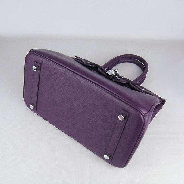 Luxury Hermes Birkin 30cm Togo Leather Handbags Purple Silver
