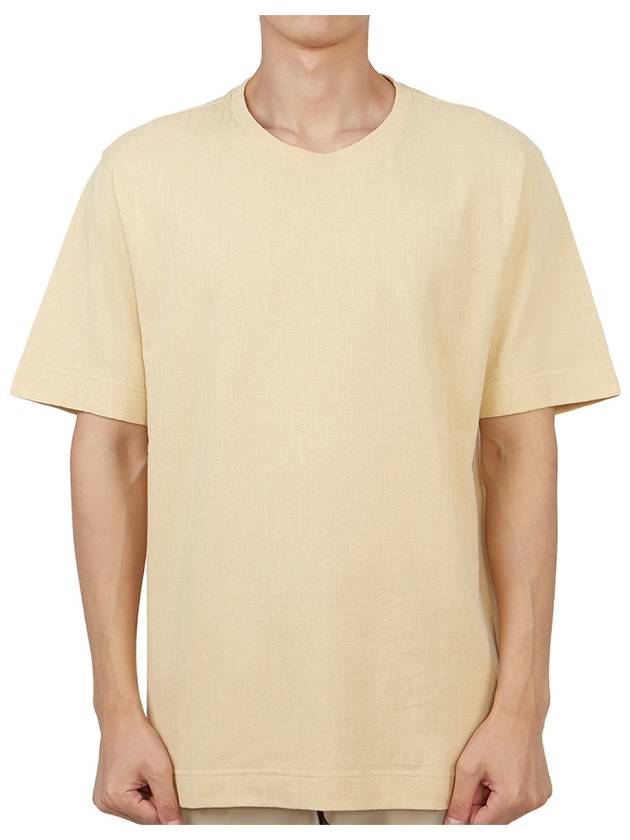 Luxury Fendi All-Over Logo Short Sleeve T-Shirt Beige