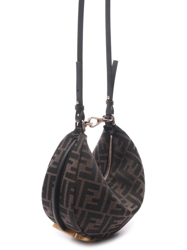 Luxury Fendi FF Jacquard Fabric Mini Cross Bag Brown