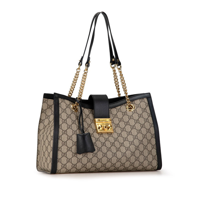 Gucci GG Supreme Padlock Chain Shoulder Bag PVC Leather