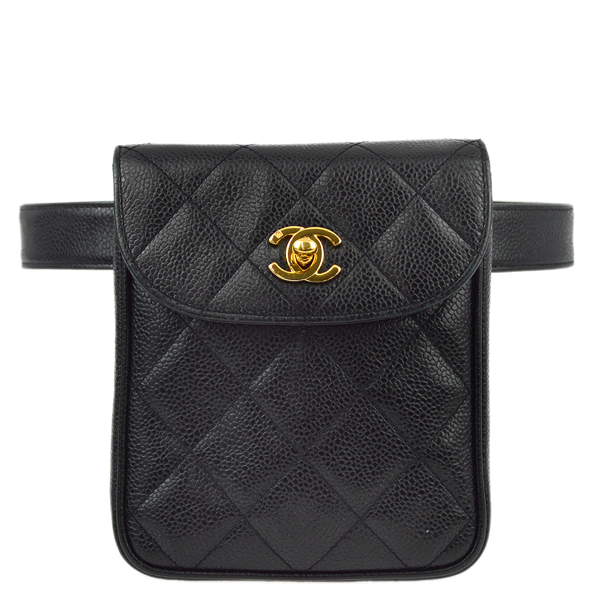 Luxury Chanel Black Caviar Belt Bum Bag #75/30