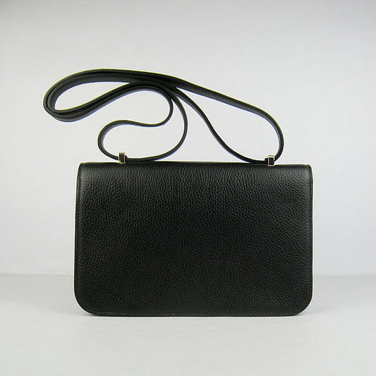 Luxury Hermes Calf Leather Message Bag H020 Black Golden