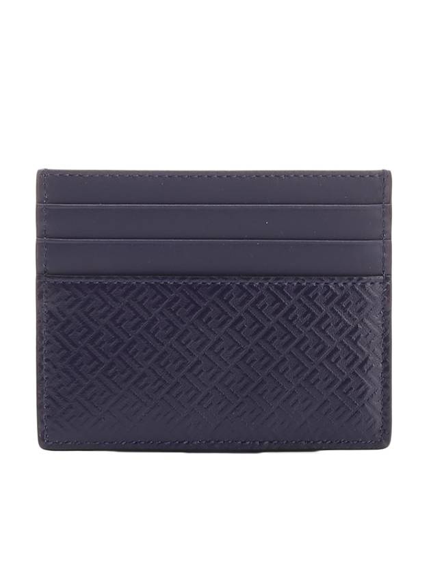 Luxury Fendi FF Micro Card Wallet Navy