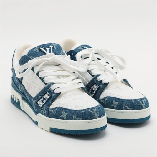 Louis Vuitton LV Trainer Line 23 Years Denim x Leather Sneaker 7 1/2 Men Blue x White BM0213 Monogram Denim X