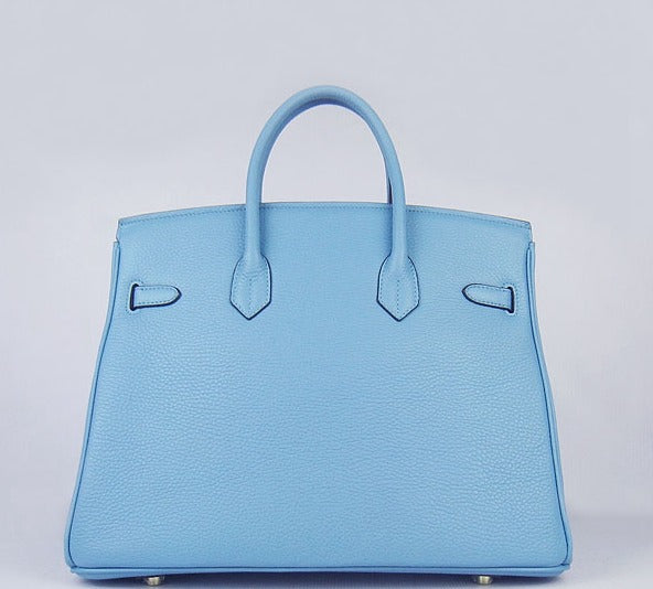 Luxury Hermes Birkin 35cm Togo Leather Handbags Light Blue Golden
