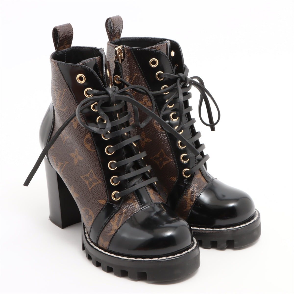 Louis Vuitton 21 years PVC  Leather Boots 35  Black × Brown MA1211 Monogram Homo