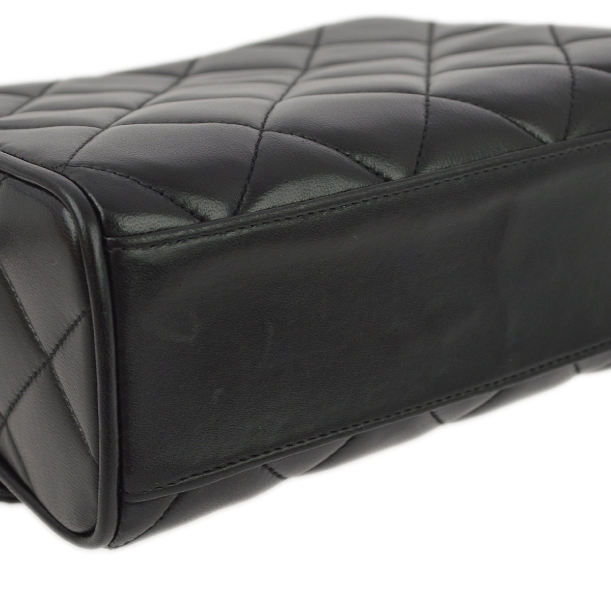 Chanel 1991-1994 Black Lambskin Mini Straight Flap Shoulder Bag