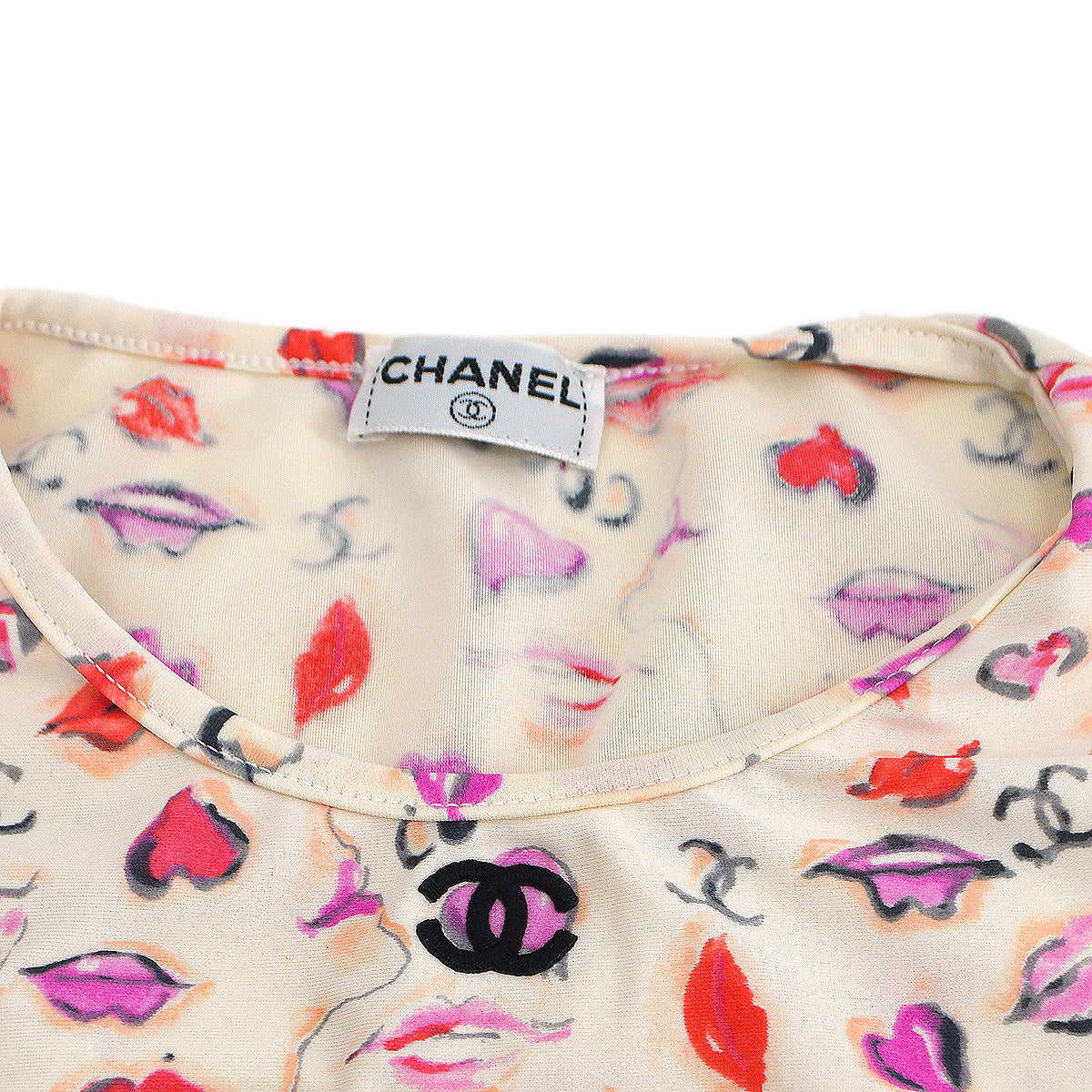 Luxury Chanel lipstick-print cropped T-shirt #42
