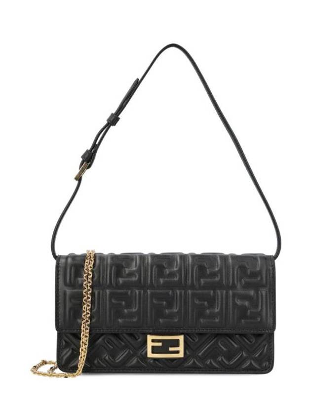Luxury Fendi FF Baguette Nappa Leather Long Wallet Black