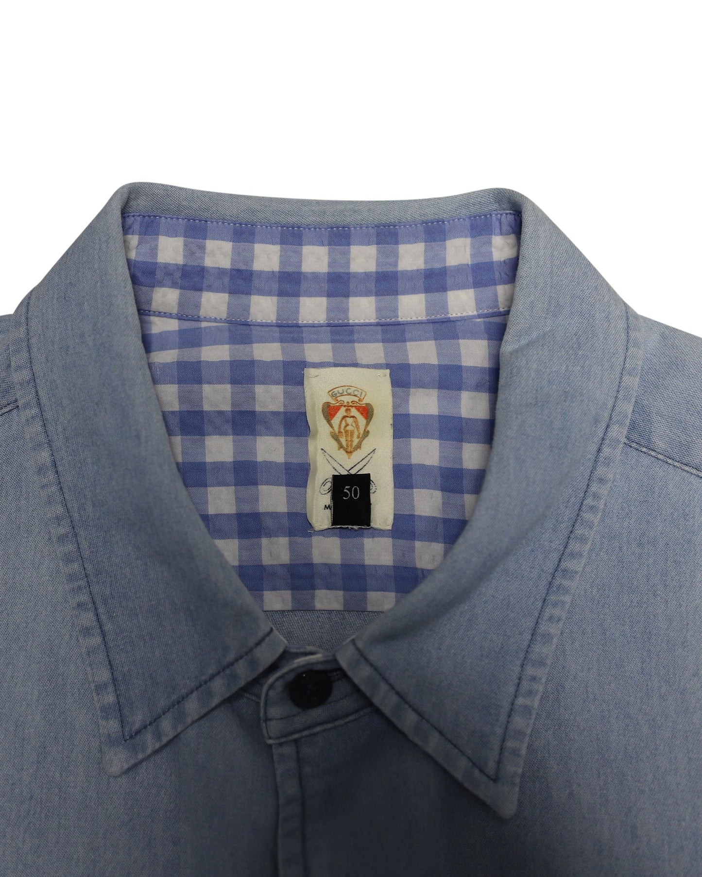 Luxury Gucci Trending 2025 Button-Down Shirt in Light Blue Cotton