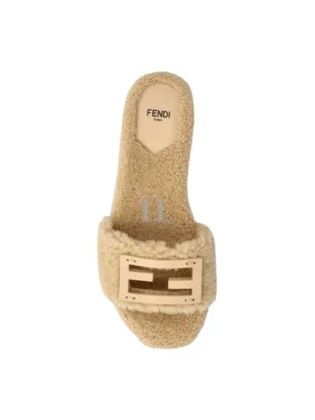 Luxury Fendi Baguette Leather Slide Slippers Ivory