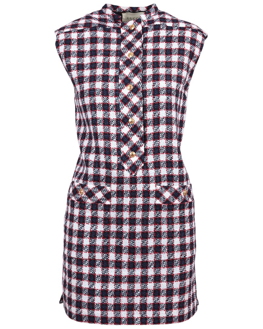 Luxury Gucci Trending 2025 Sylvie Vichy Wool-Blend Dress