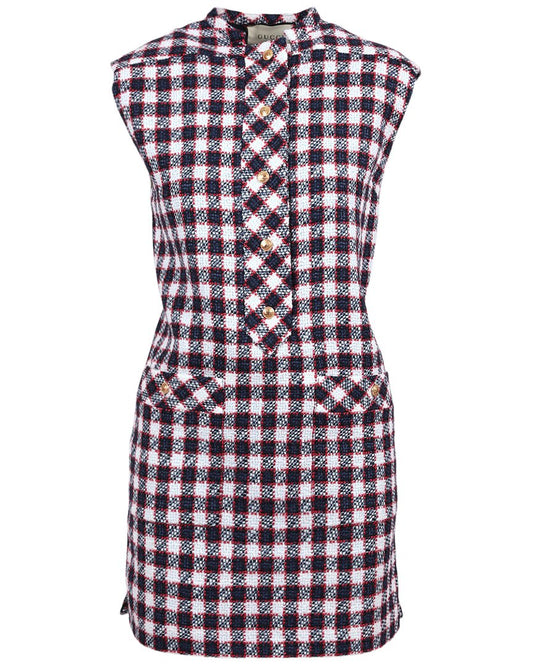 Luxury Gucci Trending 2025 Sylvie Vichy Wool-Blend Dress