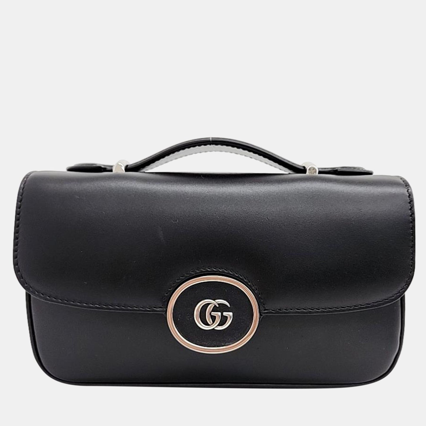 Luxury Gucci Trending 2025 Black Senna Calfskin Petite GG Top Handle Shoulder Bag