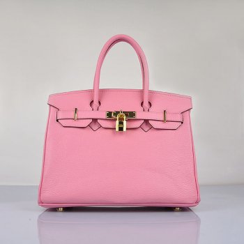 Luxury Hermes Birkin 30cm Togo Leather Handbags Cherry Pink Golden