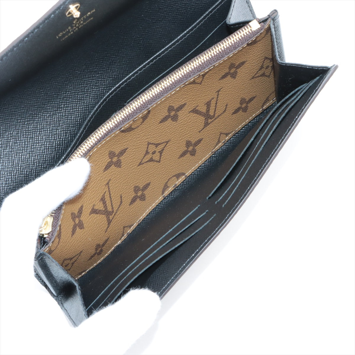 Louis Vuitton Giant Monogram Reversee Portfolio Sarah M80726 Black  Brown Long  Reaction Wallet