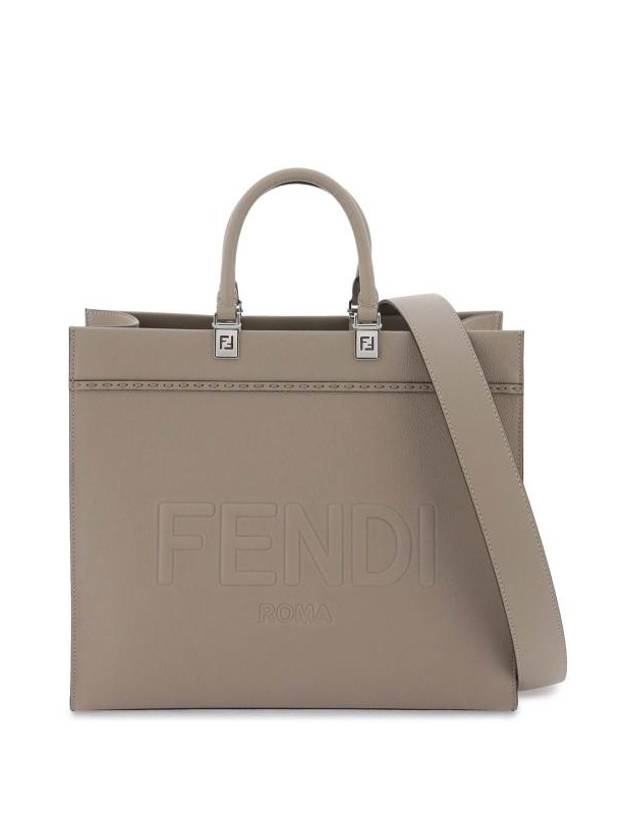 Luxury Fendi Sunshine Medium Leather Tote Bag Beige