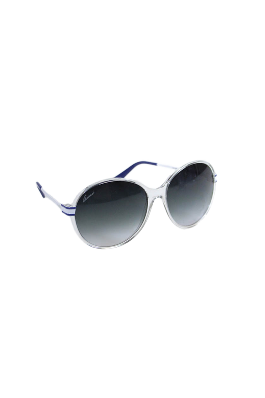Gucci Womens GG 3138/S Large Round Sunglasses White Blue Clear Metal Plastic