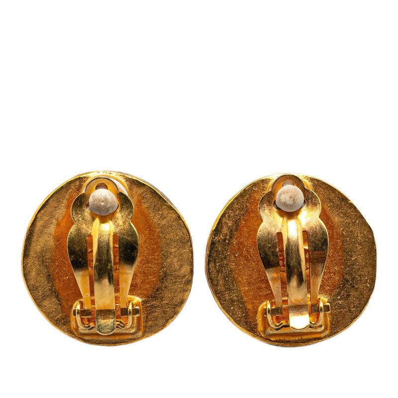 Chanel Vintage Coco Mark Earrings Gold Plated