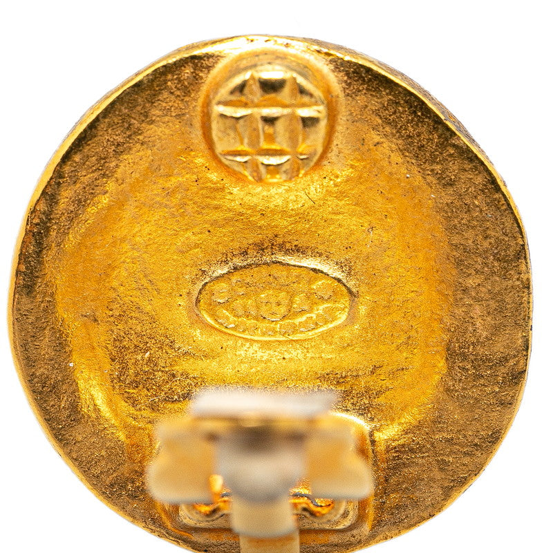 Chanel Vintage Coco Mark Earrings Gold Plated