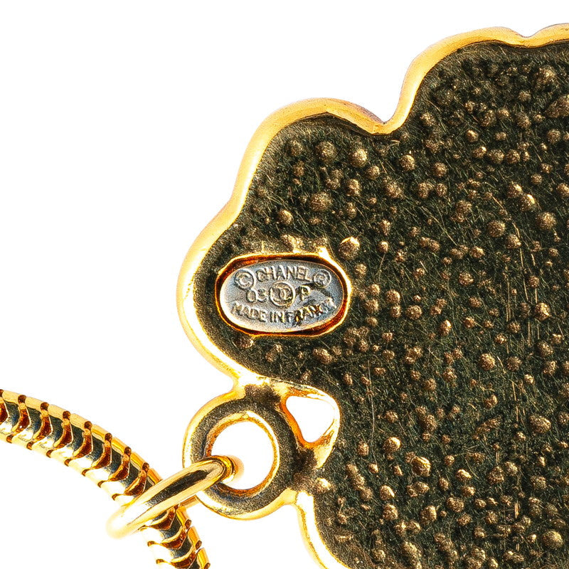 Chanel Clover Coco Mark Necklace Gold Pink