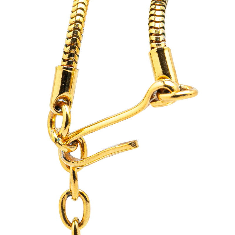 Chanel Clover Coco Mark Necklace Gold Pink