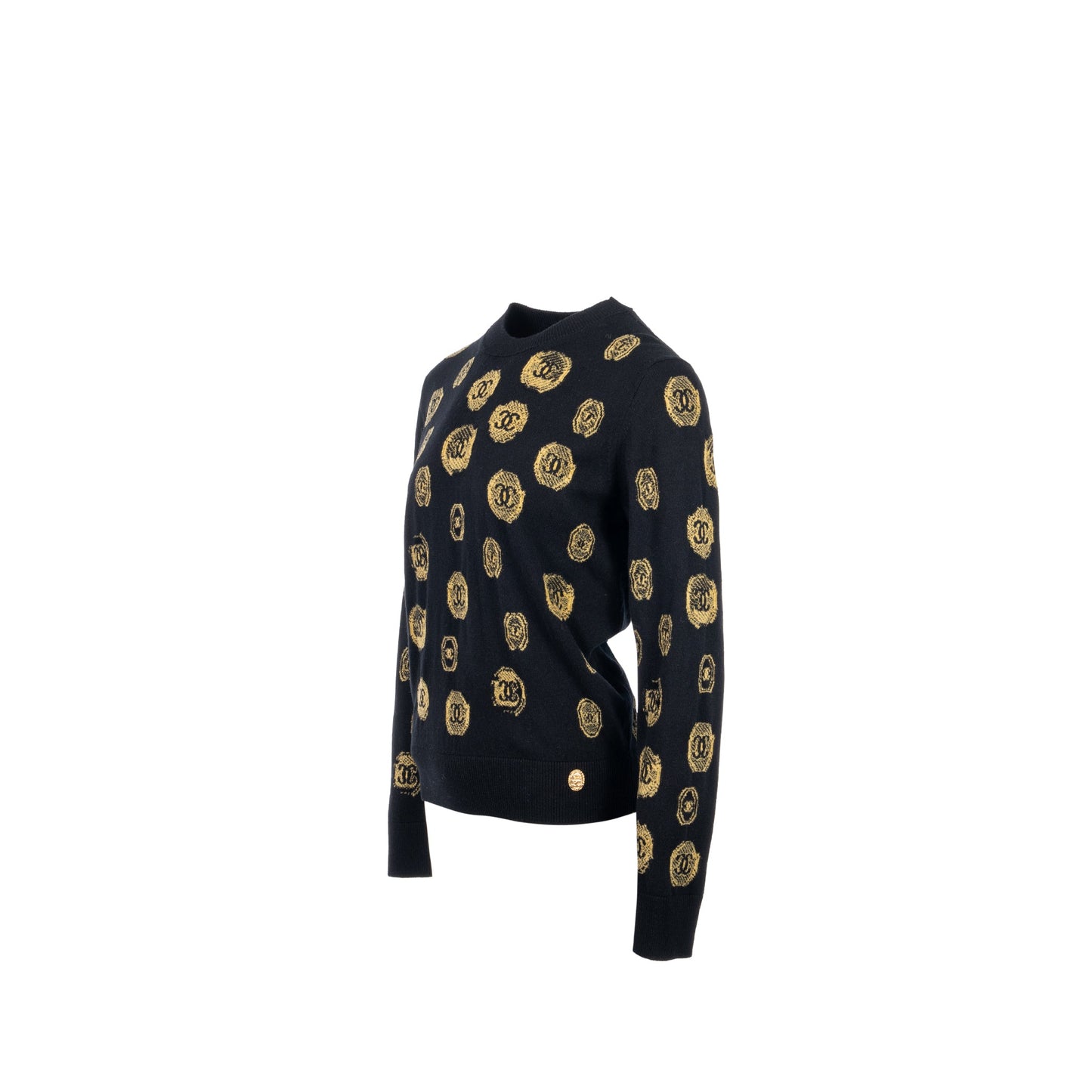 Chanel Size 40 21A Pullover sweater/CASHMERE Black/Gold