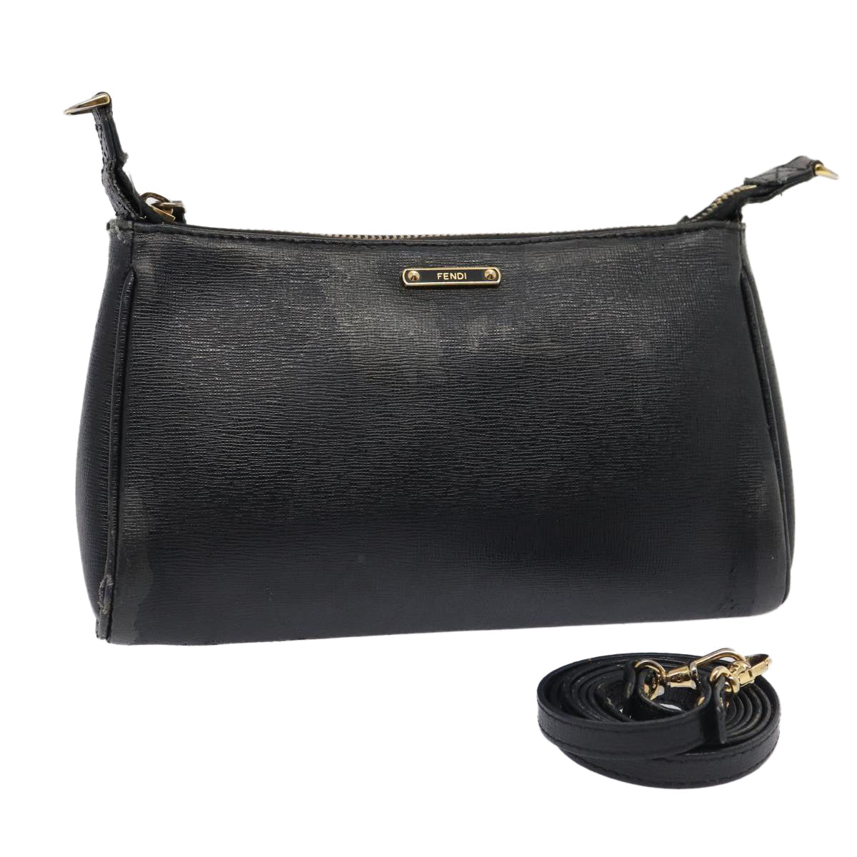 Luxury Fendi Shoulder Bag Leather Navy80189