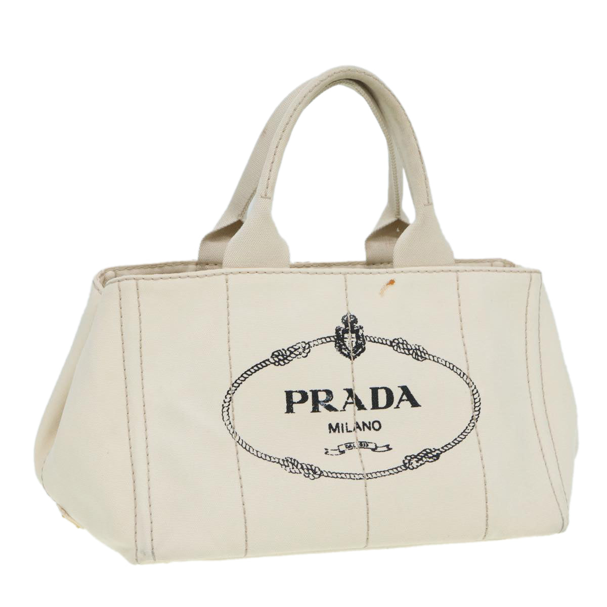 Luxury Prada Canapa MM Hand Bag Canvas Beige  80208