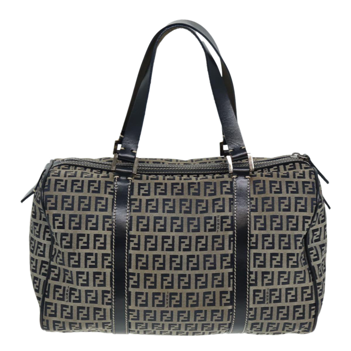 Luxury Fendi Zucchino Canvas Boston Bag Navy80243