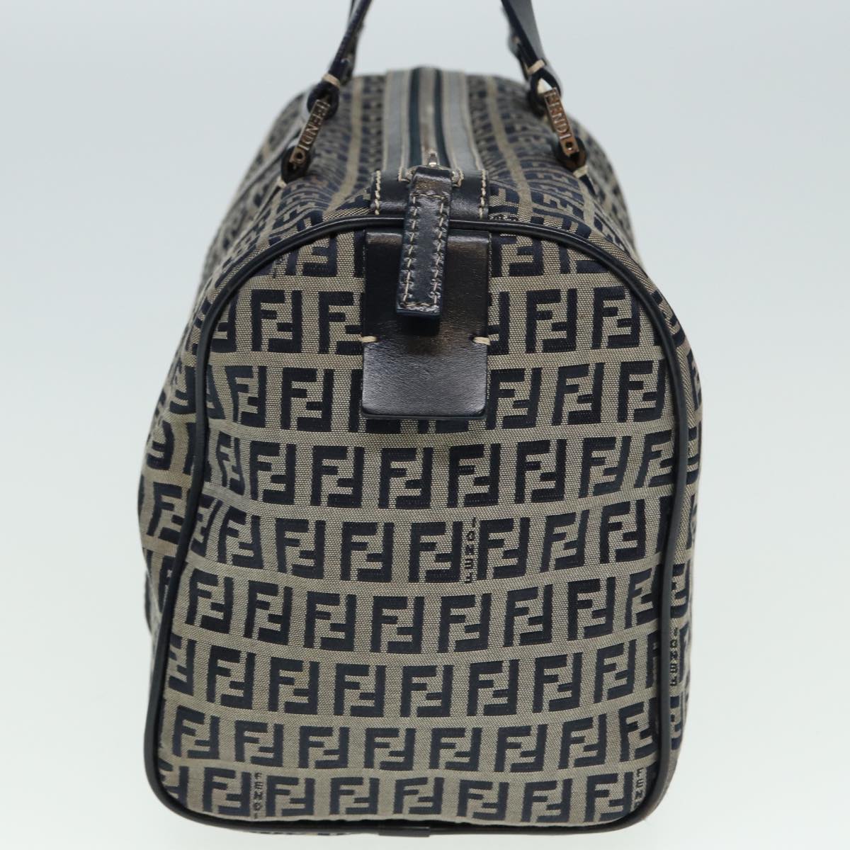 Luxury Fendi Zucchino Canvas Boston Bag Navy80243