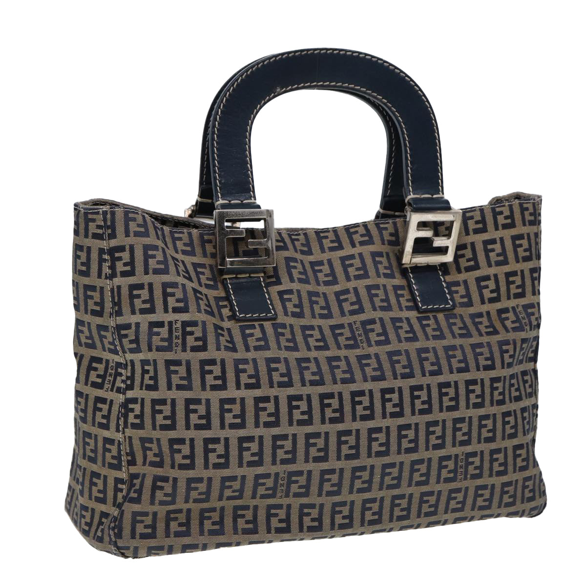Luxury Fendi Zucchino Canvas Hand Bag Navy80244