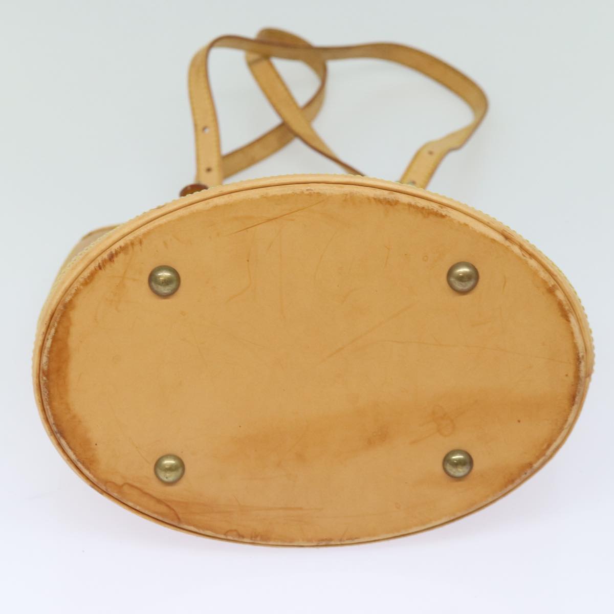LOUIS VUITTON Nomad leather Bucket PM Shoulder Bag Beige M85001 LV 80351