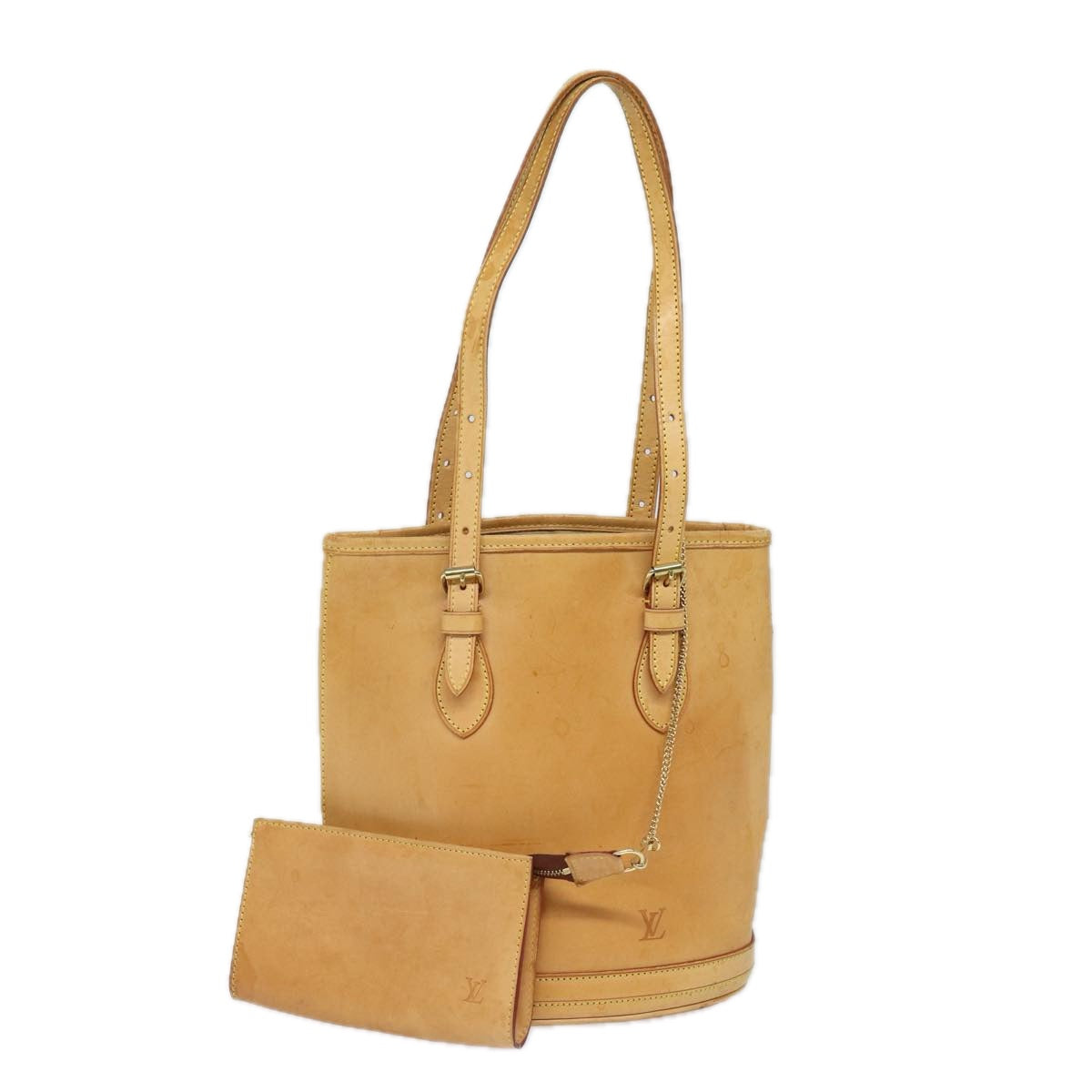 LOUIS VUITTON Nomad leather Bucket PM Shoulder Bag Beige M85001 LV 80351