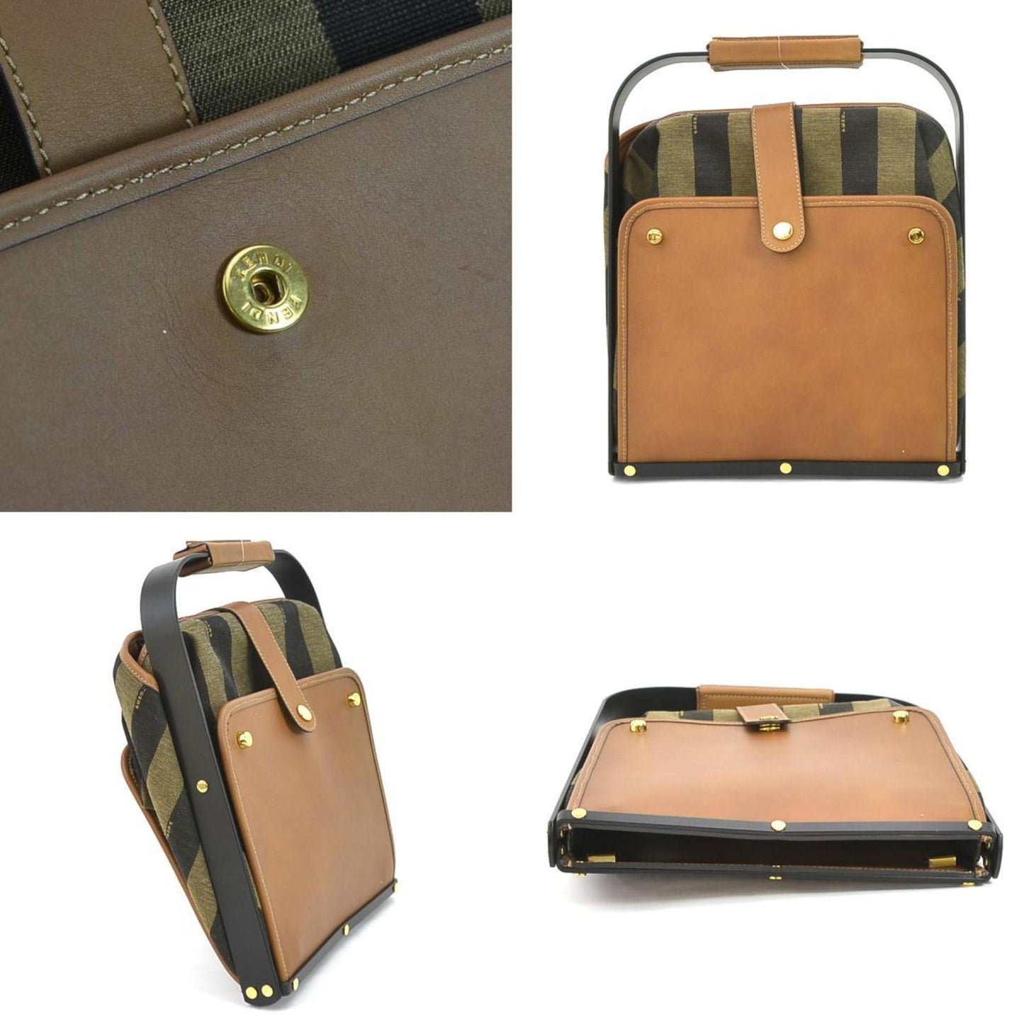 Luxury Fendi Pequin Handbag - '10s