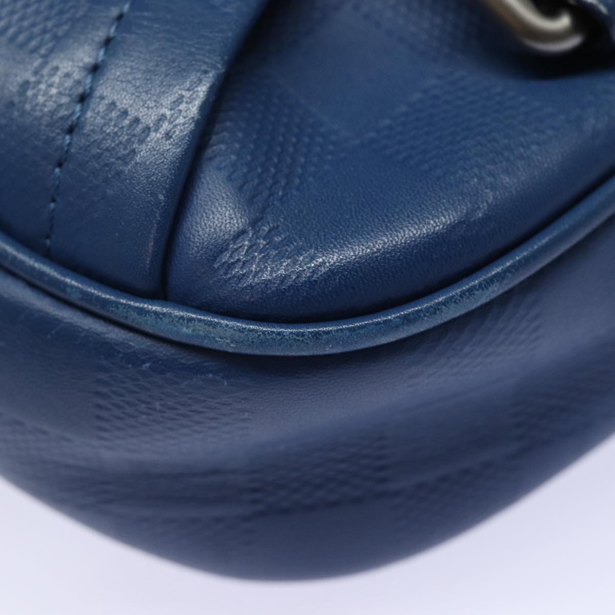 LOUIS VUITTON Damier Infini Ambreil Shoulder Bag Leather Blue N41354 LV 80596
