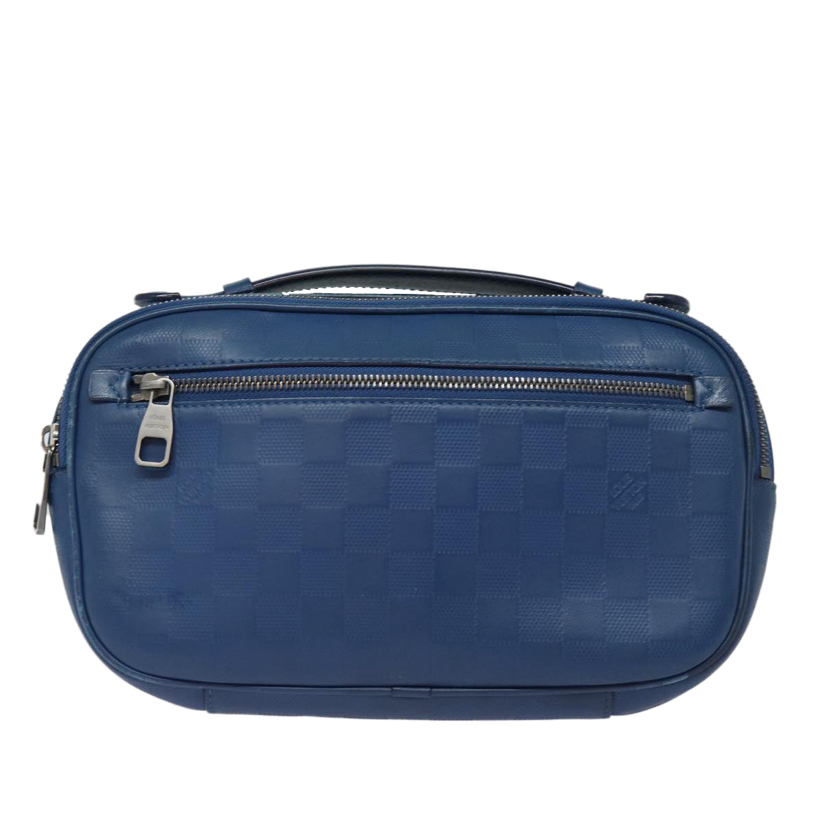 LOUIS VUITTON Damier Infini Ambreil Shoulder Bag Leather Blue N41354 LV 80596